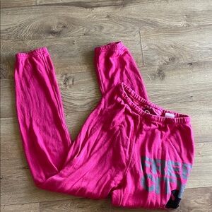 freecity redish Pink Fleece Joggers with Graphic Logo